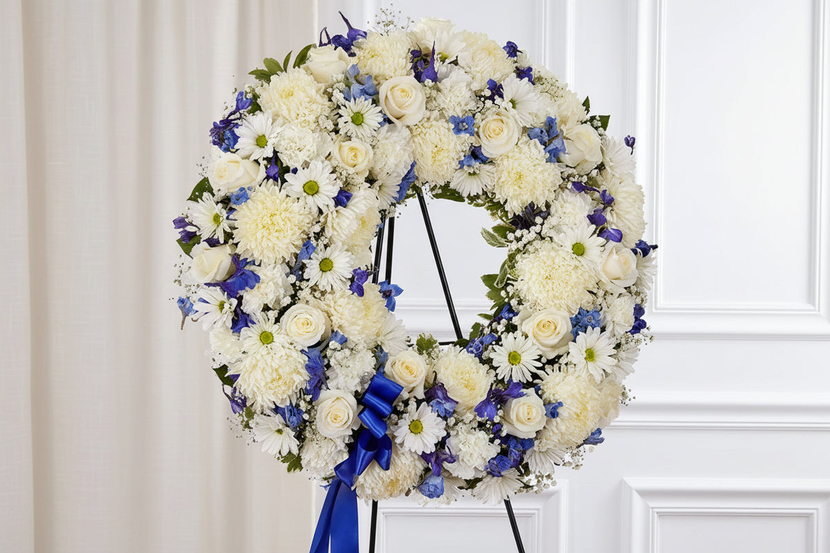 Circle Spray Blue fresh seasonal flowers same-day delivery San Francisco