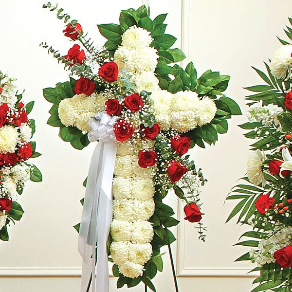 Crest stand White flower arrangement Beverly Hills Los Angeles florist