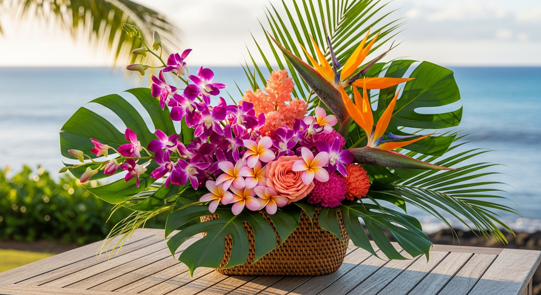 Mother's Day flower delivery Honolulu Oahu — tropical orchids and plumeria by Pink Clover Hawaii