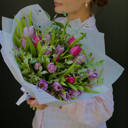 Luxury purple tulips white tulips gift delivery Beverly Hills Los Angeles