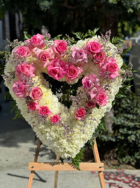 Sympathy Heart Pink roses same-day delivery Los Angeles