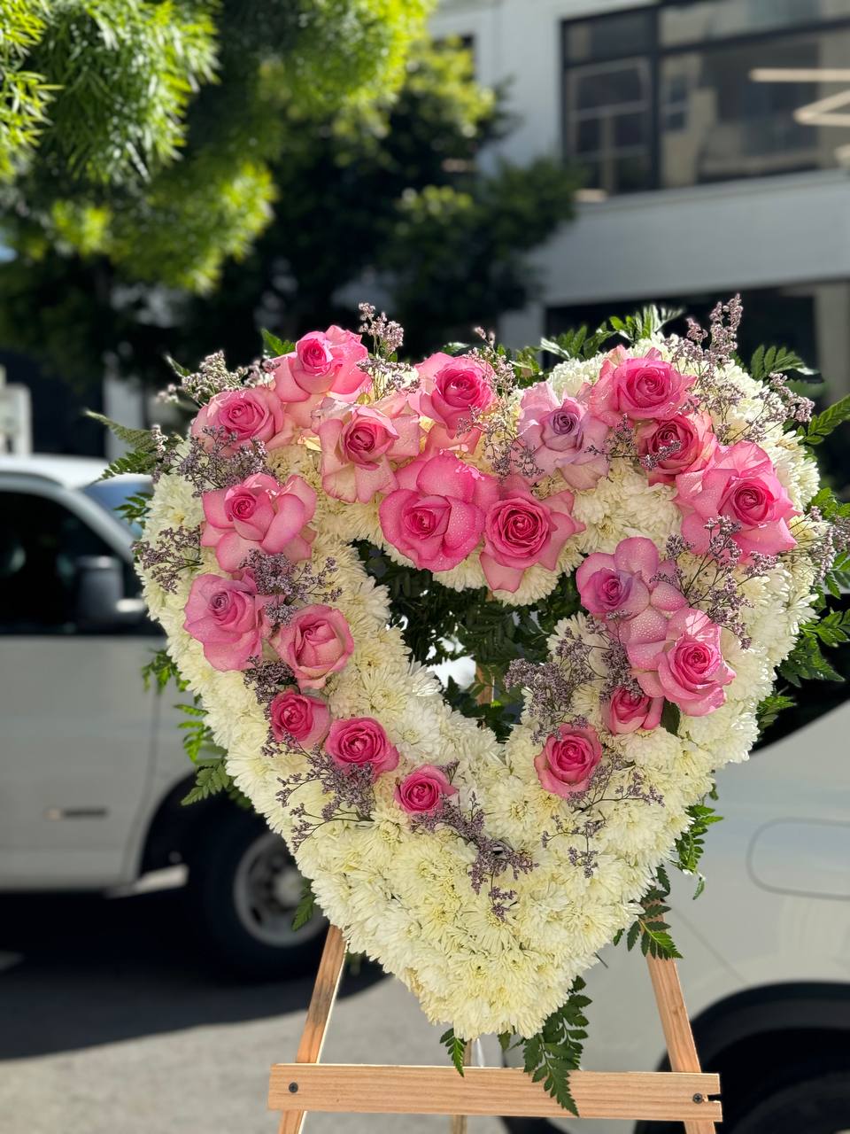 Sympathy Heart Pink bouquet Waikiki Honolulu florist Pink Clover