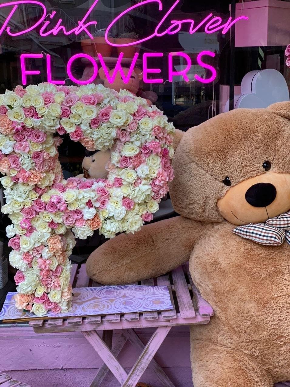 Floral Initial bouquet roses Beverly Hills florist Pink Clover