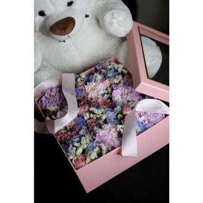 Flowers in a Square Box - Los Angeles Florist - Pink Clover