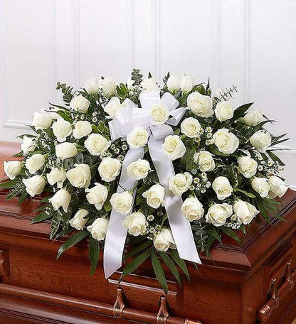 Casket Cover Memory roses gypsophila same-day delivery San Francisco