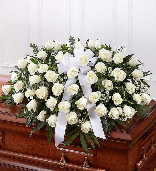 Casket Cover Memory roses gypsophila same-day delivery Los Angeles