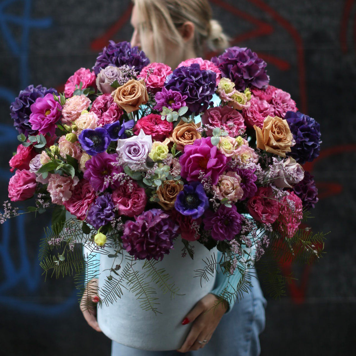 Luxury purple arrangement flower arrangement Beverly Hills Los Angeles florist
