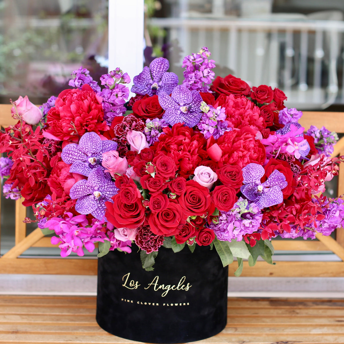 Luxury red roses red peonies gift delivery West Hollywood Los Angeles