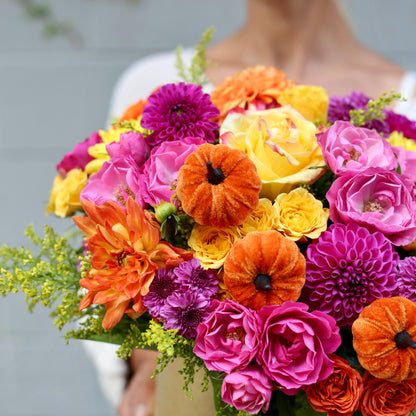 Handcrafted Pumpkin Box showcasing rich orange and red tones, ideal for Thanksgiving, harvest events or luxury home decor