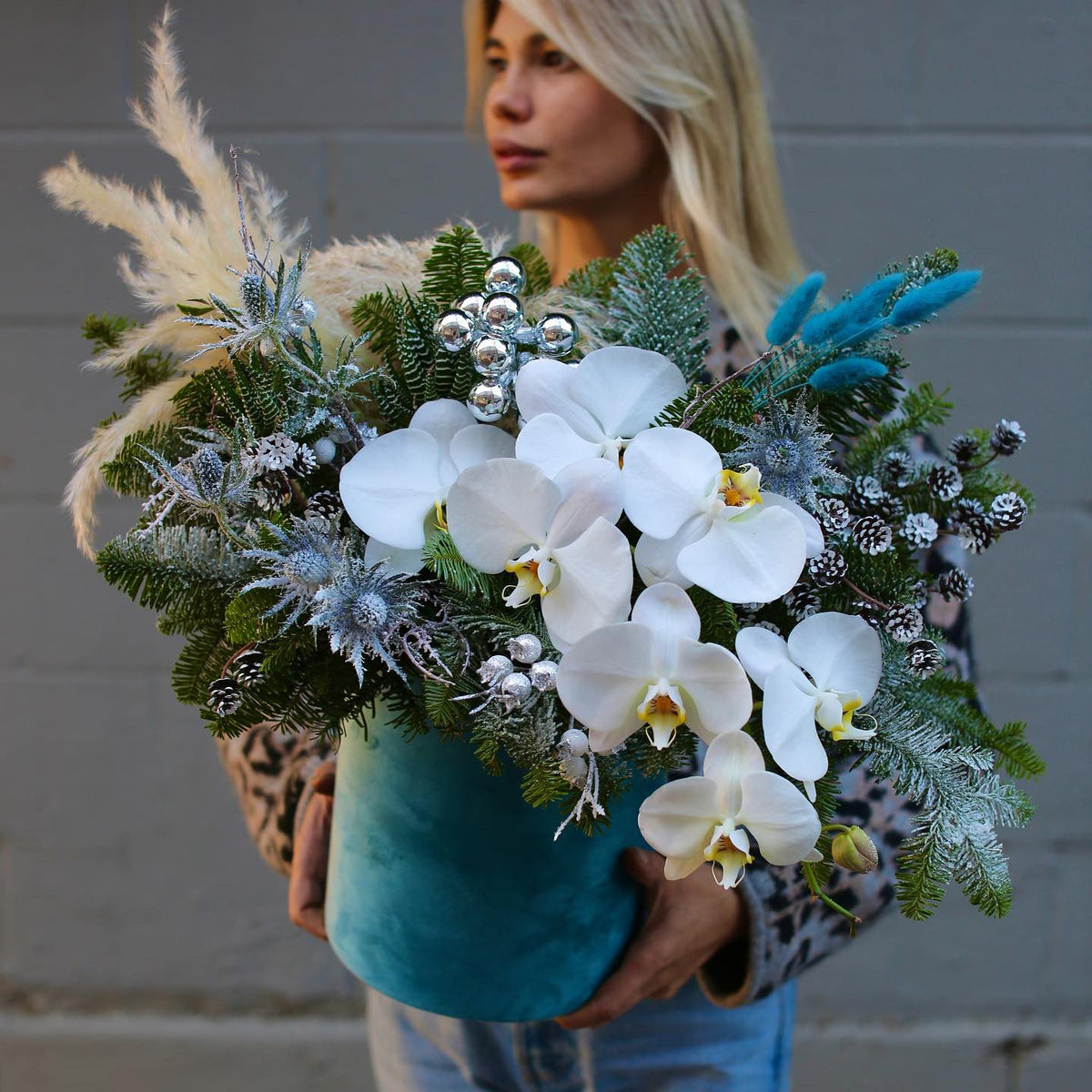 Blue Light flower arrangement Beverly Hills Los Angeles florist