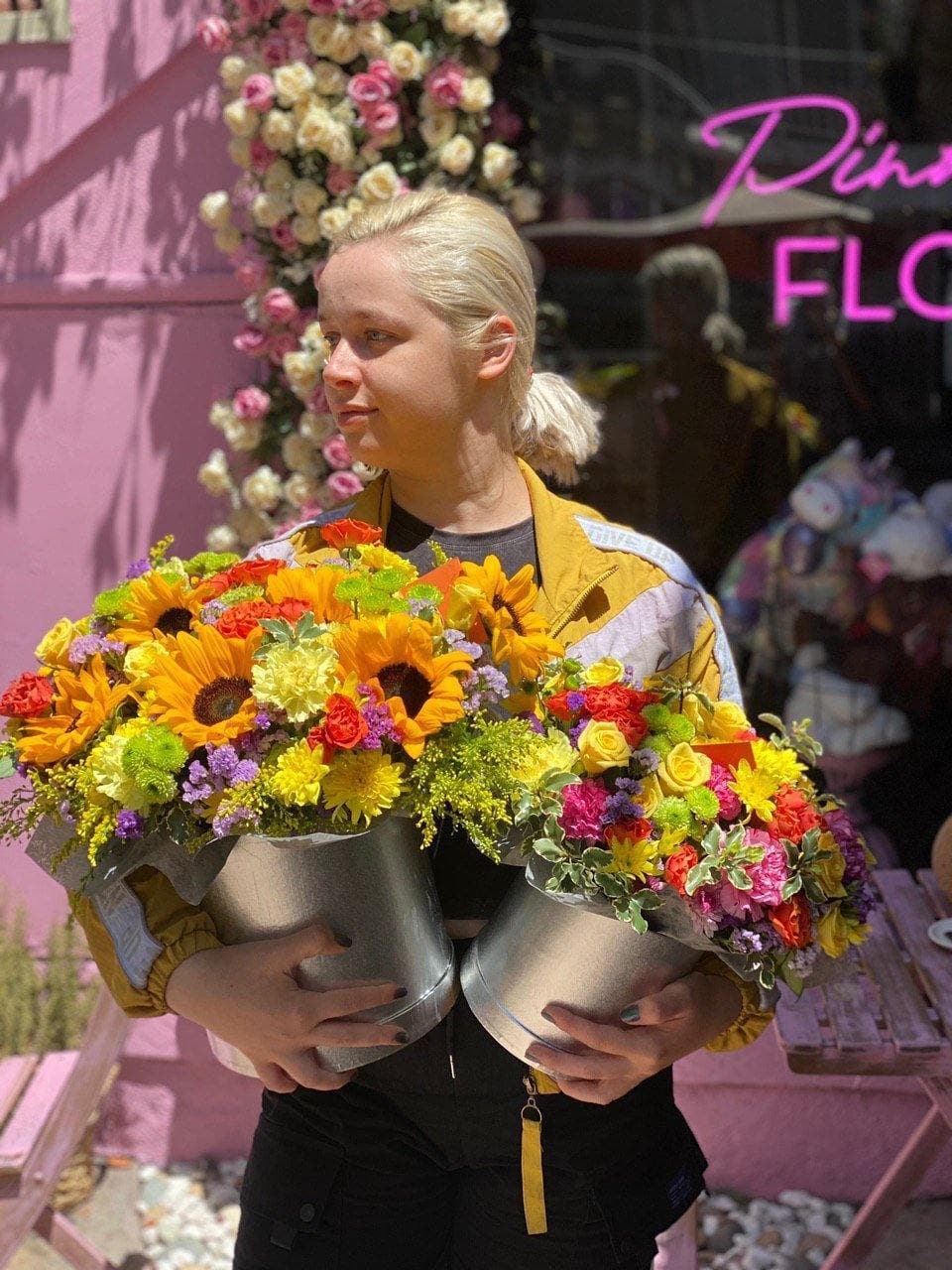 Sunny (Arrangement with sunflowers ) flower arrangement Beverly Hills Los Angeles florist