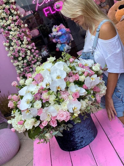 Luxury phalaenopsis orchids pink roses gift delivery Oakland San Francisco